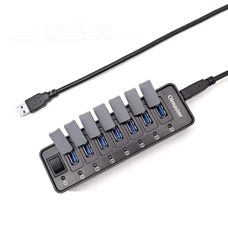 Usb-хаб 3,0 Мульти USB 3,0 концентратор USB Высокоскоростной разветвитель 7 портов концентратор с зарядкой питания для ПК, ноутбука, компьютера, аксессуары 529#2 - Цвет: black