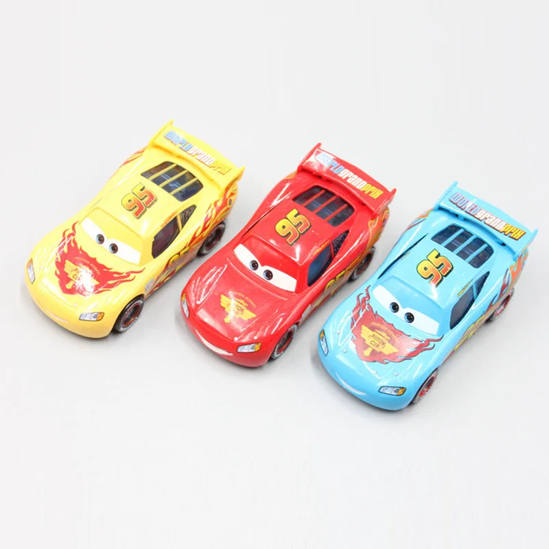 Pixar Cars 3 шт./лот Желтый Синий Limited Edition Маккуин Литья Под Давлением Металл 1:55 Масштаб Игрушки Автомобилей Для Детей Подарок