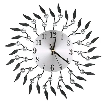 

Creative Wall Clock Retro Diamond Wrought Iron Wall Clock Flower Creative Mute Living Room Decoration Clock Without Battery