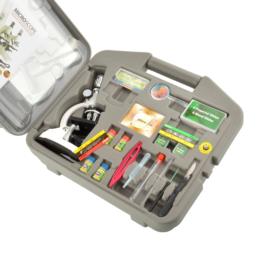 

New 300X-600X-1200X Biological Beginner Zoom Microscope Kit Set For Student Gift