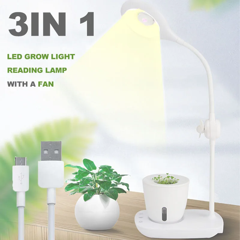 Usb Led Grow Light 3in 1 Readling Light Lamp For Plants Full