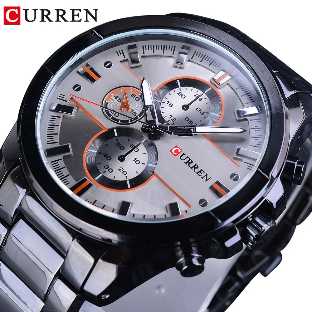 CURREN 2018 Fashion Black Stainless Steel Creative Mens Sport Quartz Watches Top Brand Luxury Male Clock Military Casual Design curren 8355 luxury classic деловые кварцевые мужские часы