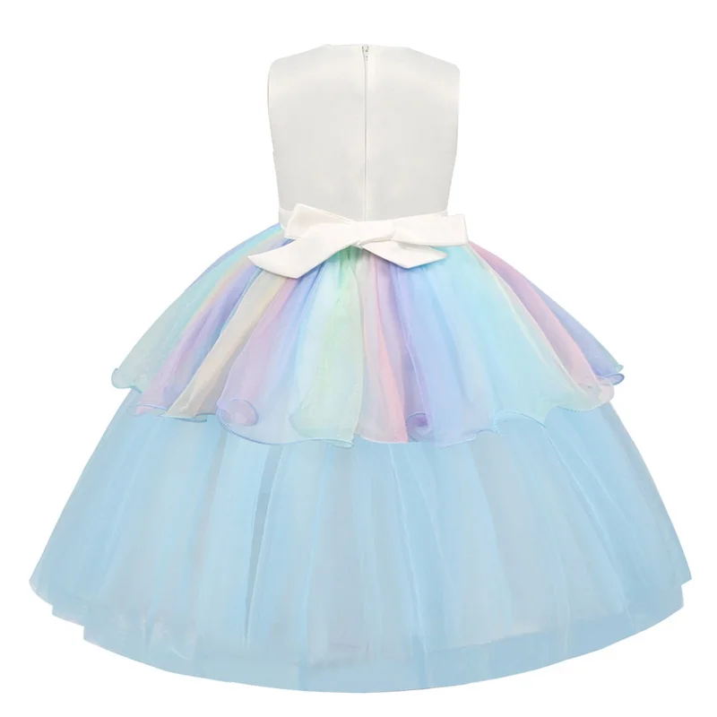 Летние Детские платья для девочек; праздничное платье для девочек с единорогом; костюм принцессы с единорогом для маленьких детей; детская одежда; Vestidos infatile