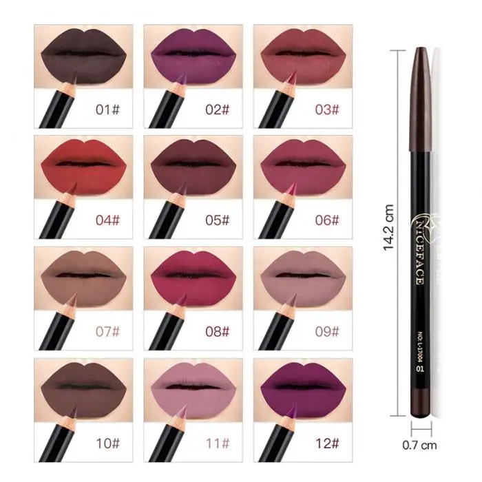 12 Colors Brand Lip Pencils Matte Lipliner Pencil Waterproof Makeup Long Lasting Lip Liner Pencil Set Beauty Makeup Cosmetic