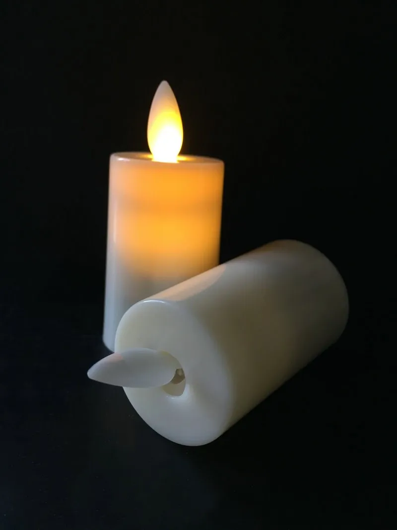 set of 6 Rechargeable Swinging Moving Wick Tea Light Dancing Ivory