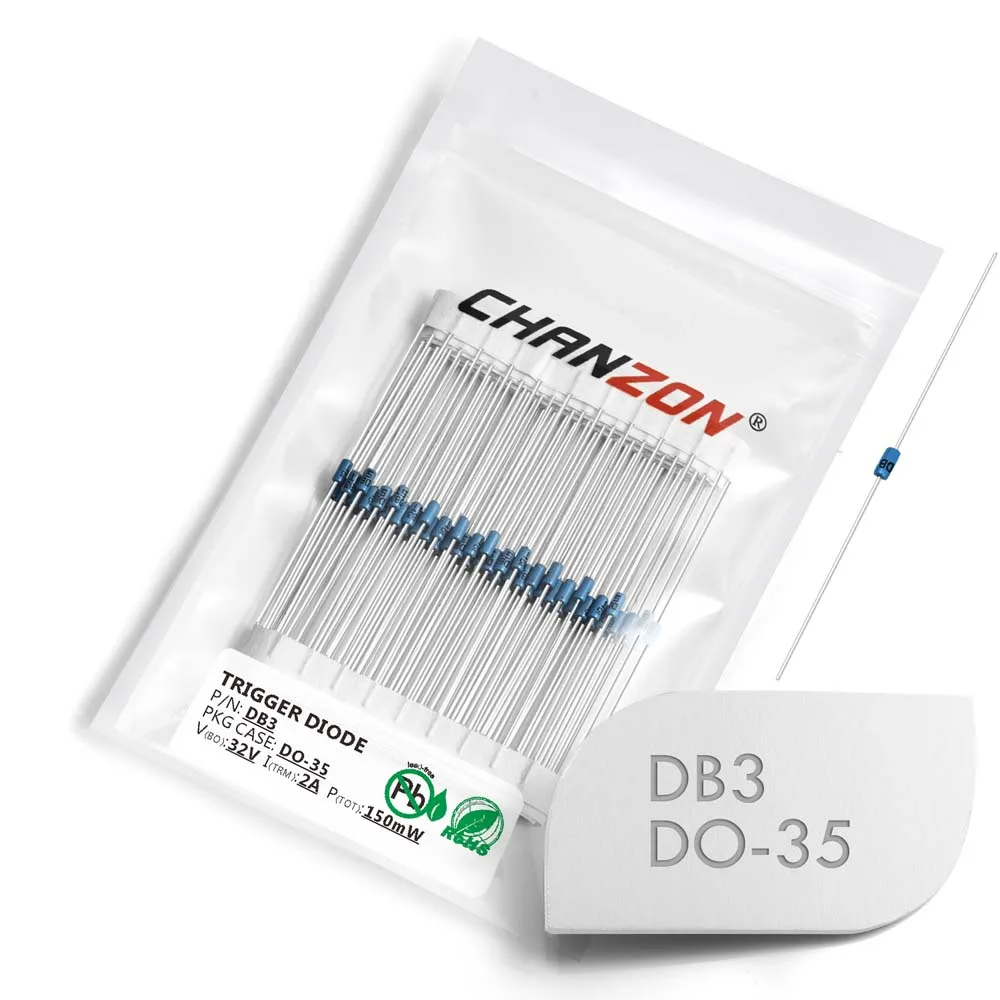 (100 шт.) двунаправленный триггерный диод DB3 DIAC 2A 32V 150mW DO 35 (DO 204AH) DB 3 осевые