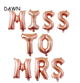 

9pcs/lot 16inch rose gold Miss to Mrs Letter Balloons Bridal Shower Banner Bachelorette Party Bride wedding Hen party decoration