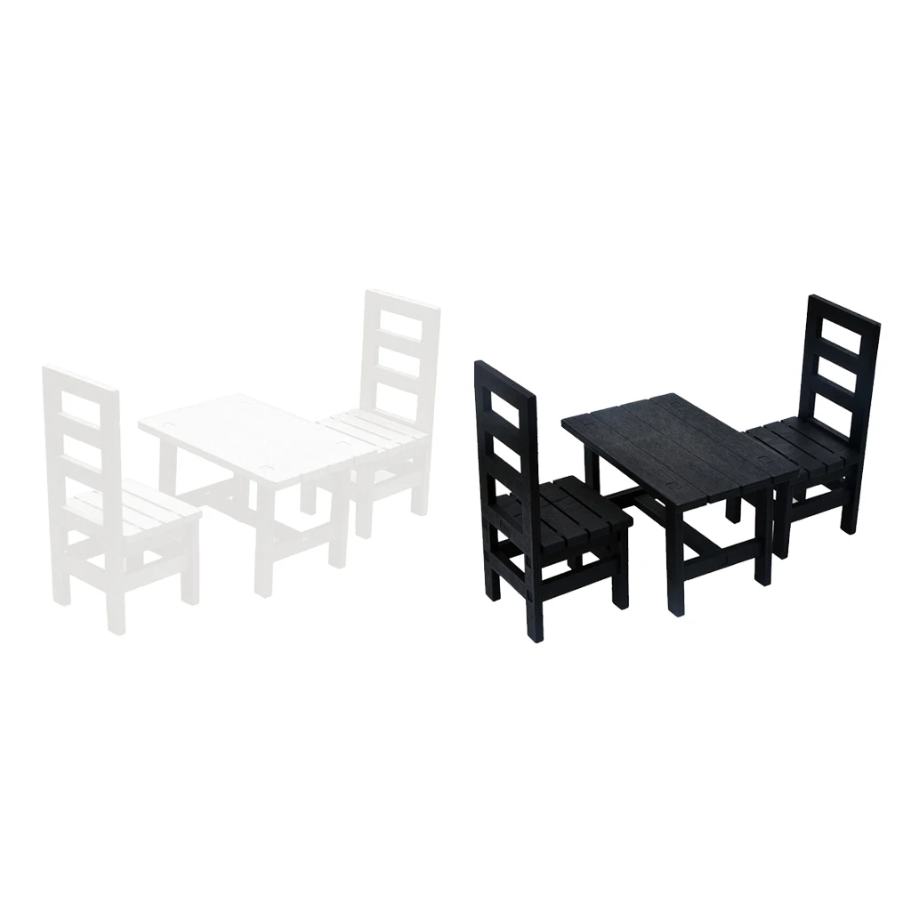 2 Set 1/6 Dollhouse Mini Oblong Dining Room Table Chairs Set Kitchen Furniture Accessories