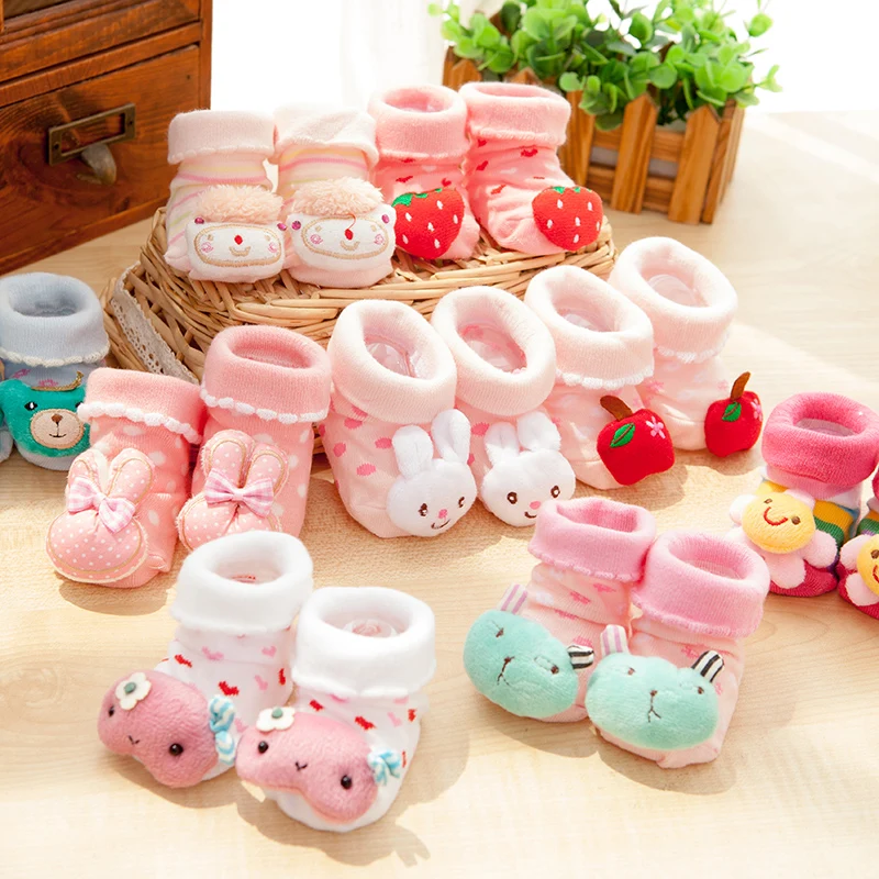 

3 Pairs of Spring and Autumn 0-3-12 Months Newborn Baby Floor Socks Children Baby Pure Cotton Non-skid