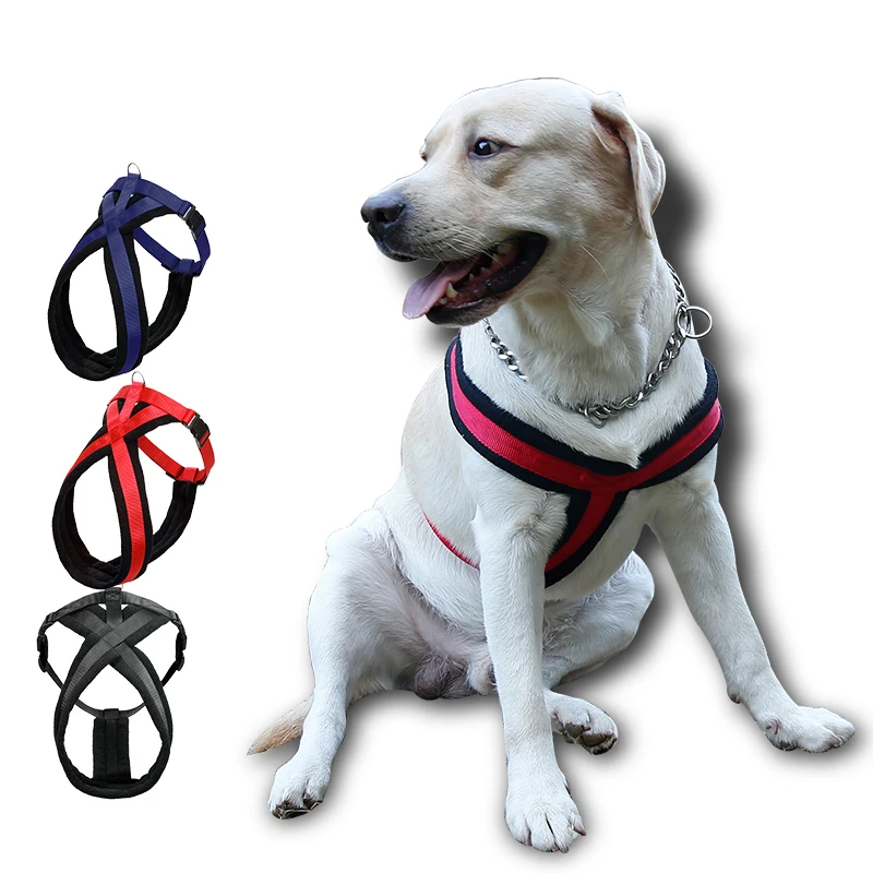 715 21 De Réductiongrand Chien Professionnel Collier Harnais Nylon Doux Robuste Collier Gilet Pour Moyen Gros Animaux Husky Golden Retriever 3