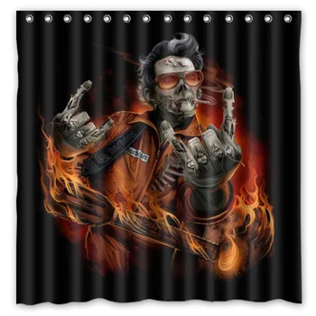 

[180*180cm]Custom Johnny Cash Polyester Bathroom Shower Curtain Waterproof Fabric Bath Decorative Curtain with Hooks
