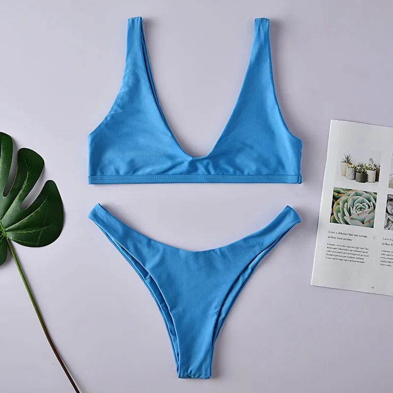 

2019 2 Piece Set Women New Split Sexy Bikini Suit Suit Bikini Swimsuit Female Swimwear Women No Chest Pad Without Steel Support