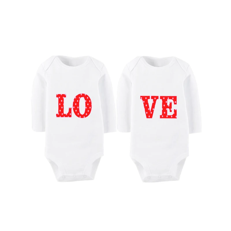 

Culbutomind Cotton Long Sleeve Red LOVE Print Twins Baby Clothes Twin Matching Set Twin Baby Shirts for Boy Girls 0-12Months