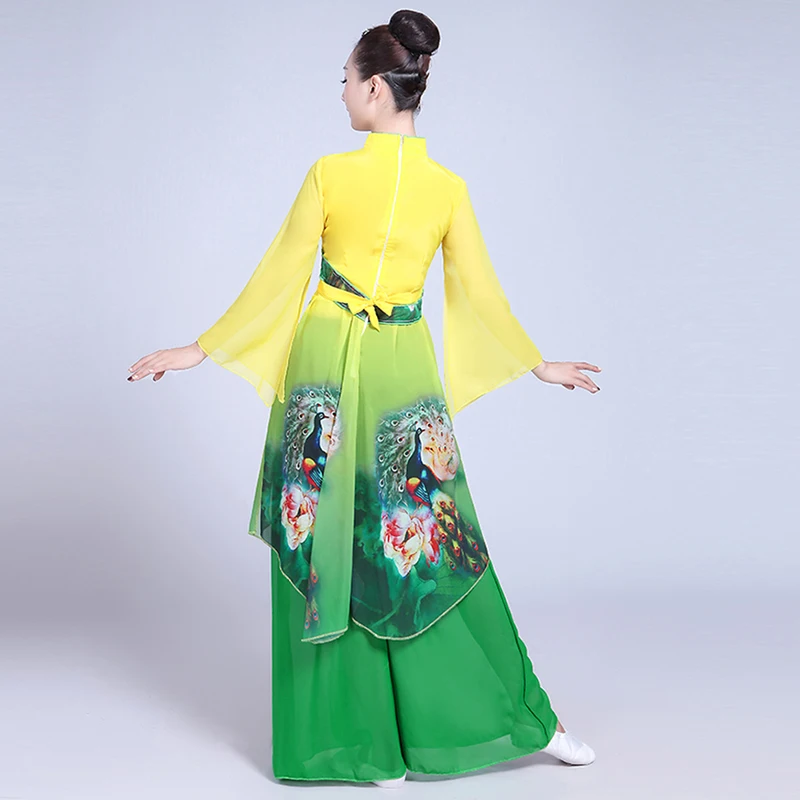 Женский классический костюм Hanfu китайский веер для танцевального костюма