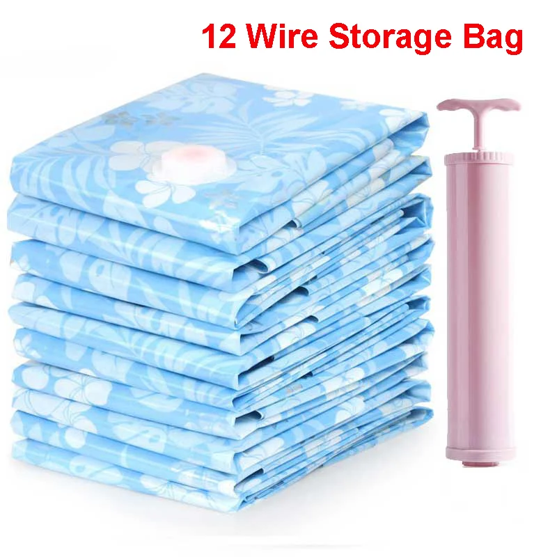 

Foldable Vacuum Storage Bag with Pump Extra Large Seal Compressed Travel Bags Save Wardrobe Space Airtight No Leak Vacuum Bags