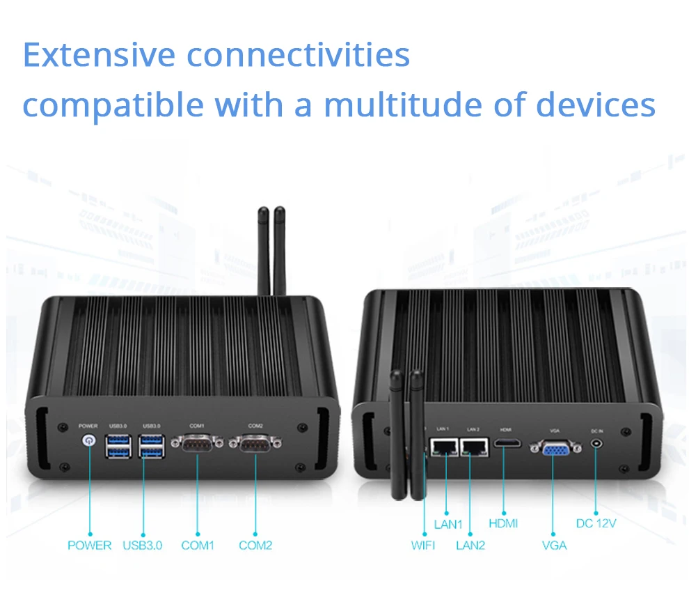 Мини компьютер Dual LAN Gagabit Ethernet ПК Core i3 5005U i5 5200U i7 5500u Celeron 2955U оконные рамы 10 2 * COM HDMI Wi Fi USB