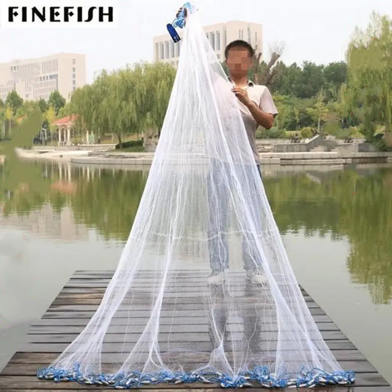 

Finefish Monofilament USA Style Cast Net With Sinker Or Without Sinker Catch Fishing Nets Small Mesh Hunting Hand Throw Network