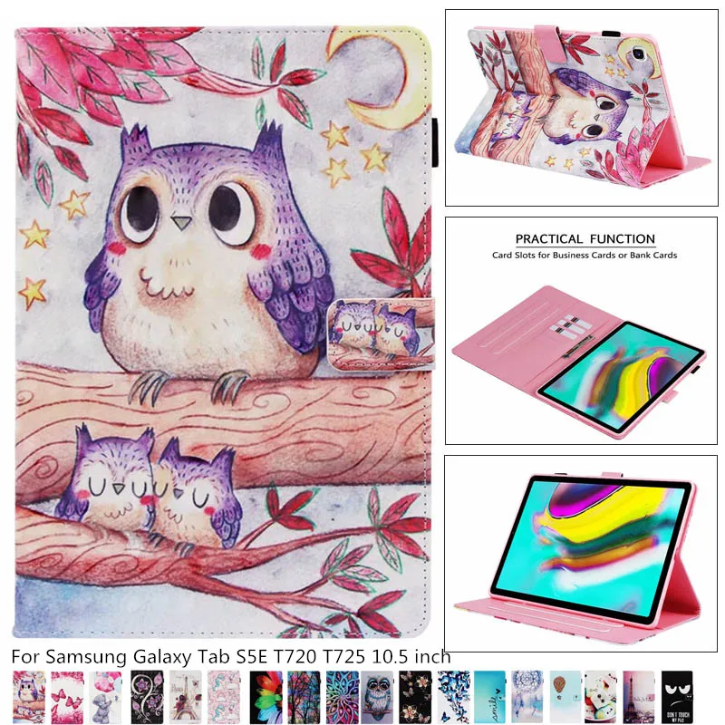 

Child Cute Animals Magnetic Flip stand PU Leather tablet case cover for Samsung Tab S5E T720 T725 10.5 inch cover case + pen