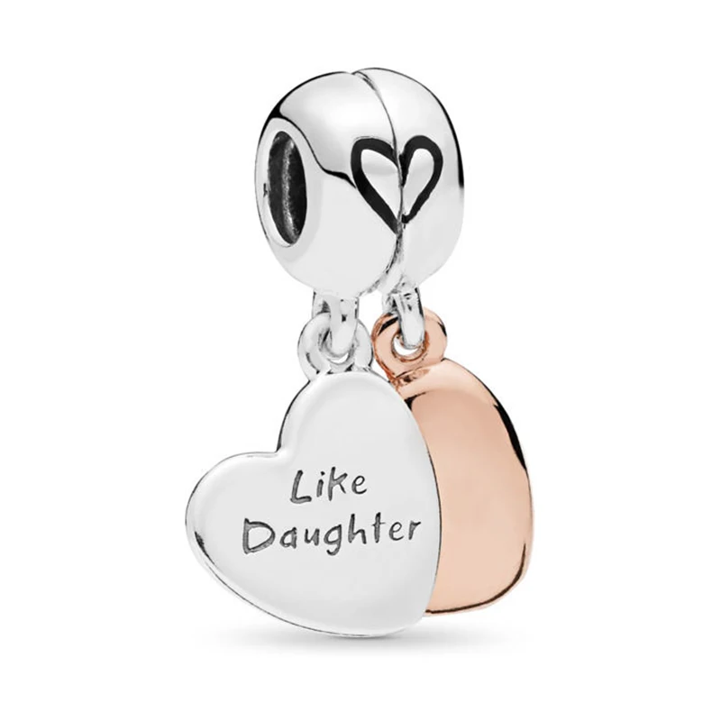 

2019 NEW 100% 925 Sterling Silver Mother & Daughter Love Dangle Charm Rose Pendant Fit Women And Girl DIY Bracelet Jewelry Gift