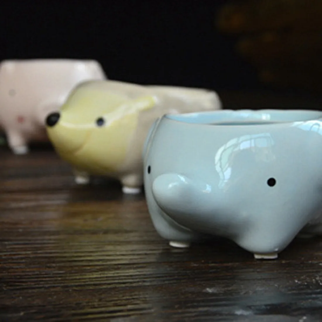 

Kawaii Little Animals Ceramic Flowerpot Pig Elephant Hedgehog Planter On Sale Cute Succulent Plants Flower Pot