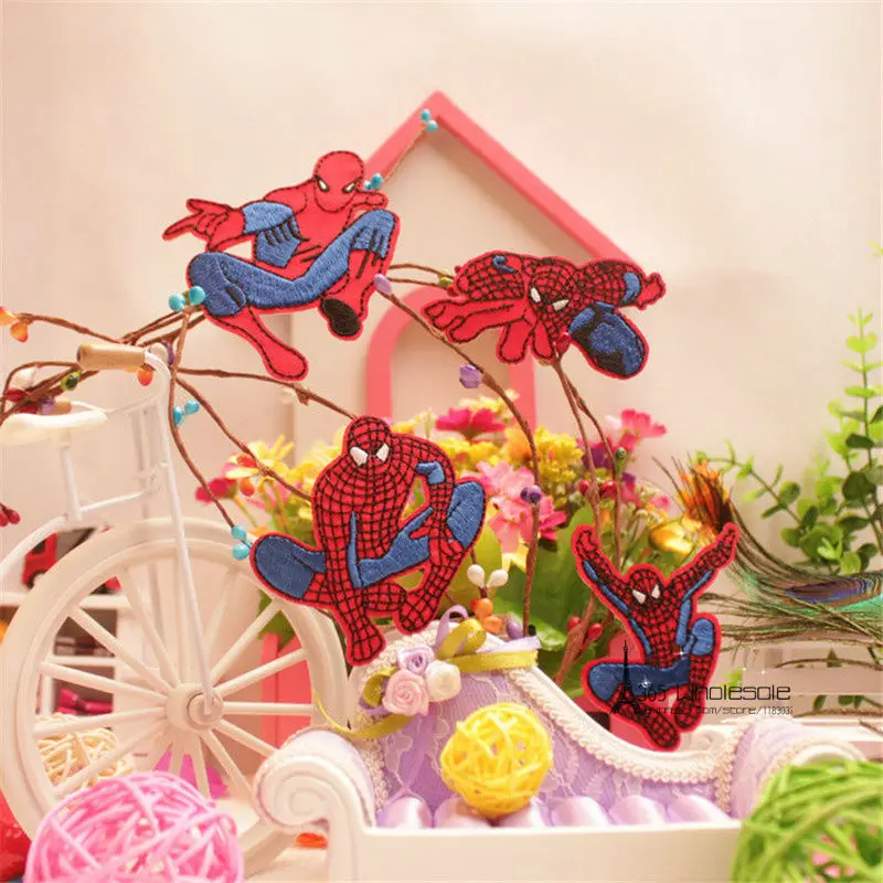 Spiderman Superhero Iron on Cloth Patches 4pcs - Front
