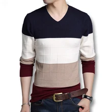 ISurvivor Мужские осенне-зимние свитера пэтчворк с v-образным вырезом мужские повседневные модные облегающие свитера большого размера мужские
