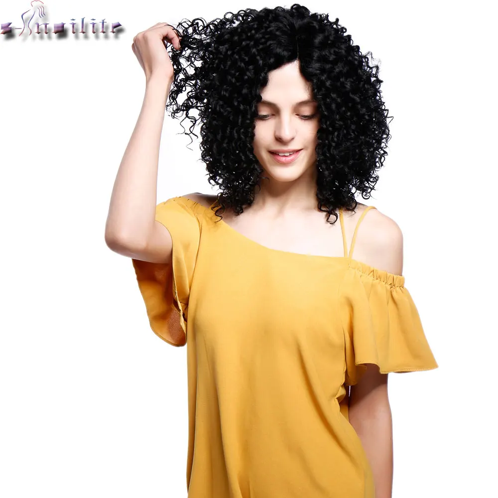 s-noilite 40cm Glueless Kinky Curly Bob Lace Front Wig Heat Resistant Synthetic Hair Natural Lace Wigs for Women