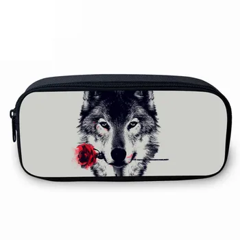 

VEEVANV Animal Wolf Printing Case Holder Casual Pencil Purse Cute Animal Purses Kids Wallets School Case For Student Pencil Bags