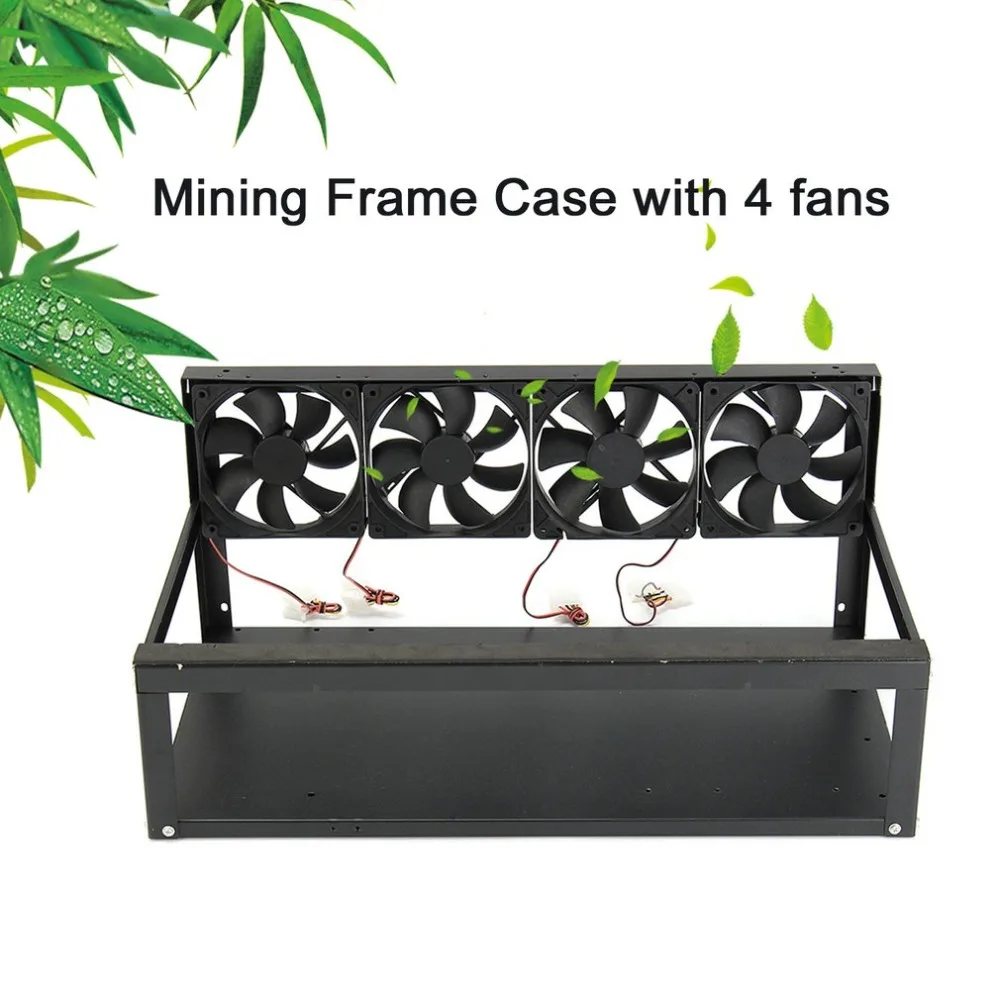 

6 Graphics Card GPU Mining Rig Aluminum Case with 4 12cm Fans Open Air Frame for ETH ZEC for Bitcoin Mining Case Kit