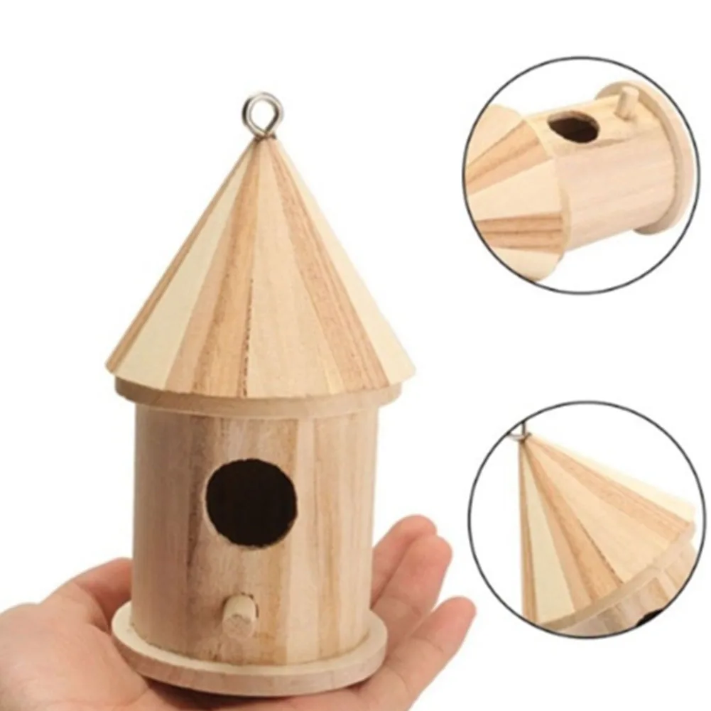 

Outdoor Garden Breeding Craft Durable Bird House Hanging Nest Parrot Wooden Hole Solid Breathable Home Box Decorative