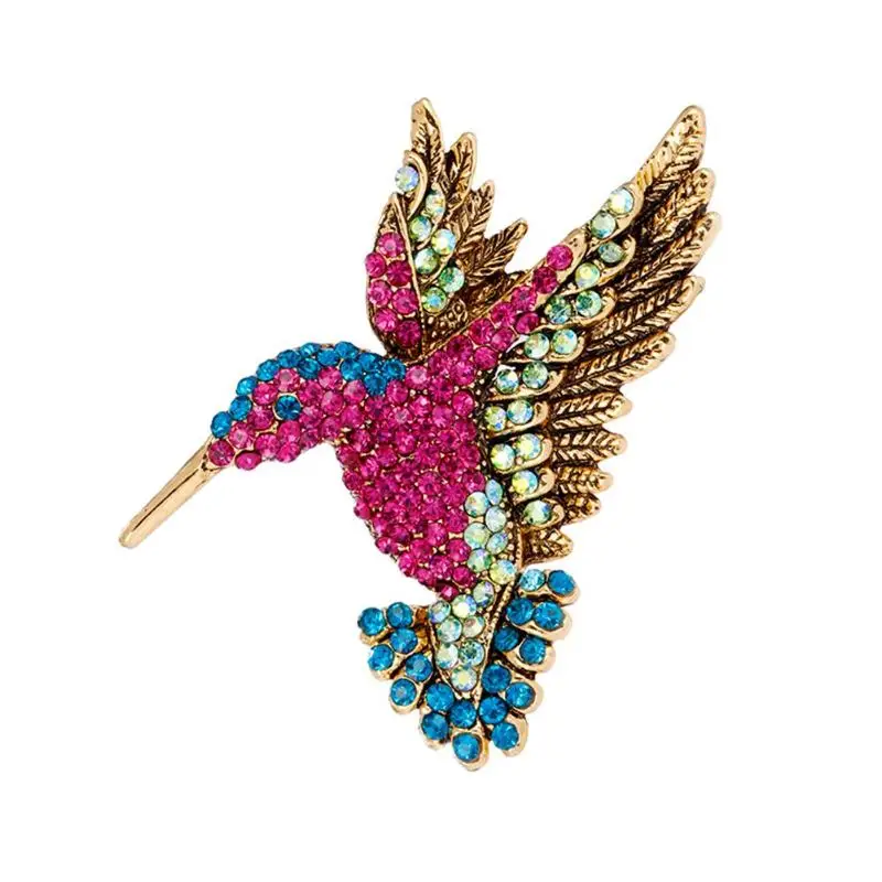 

Colorful Rhinestone Hummingbird Brooch Cartoon Animal Brooches for Women Lady Popular Gifts Korea Fashion Jewelry