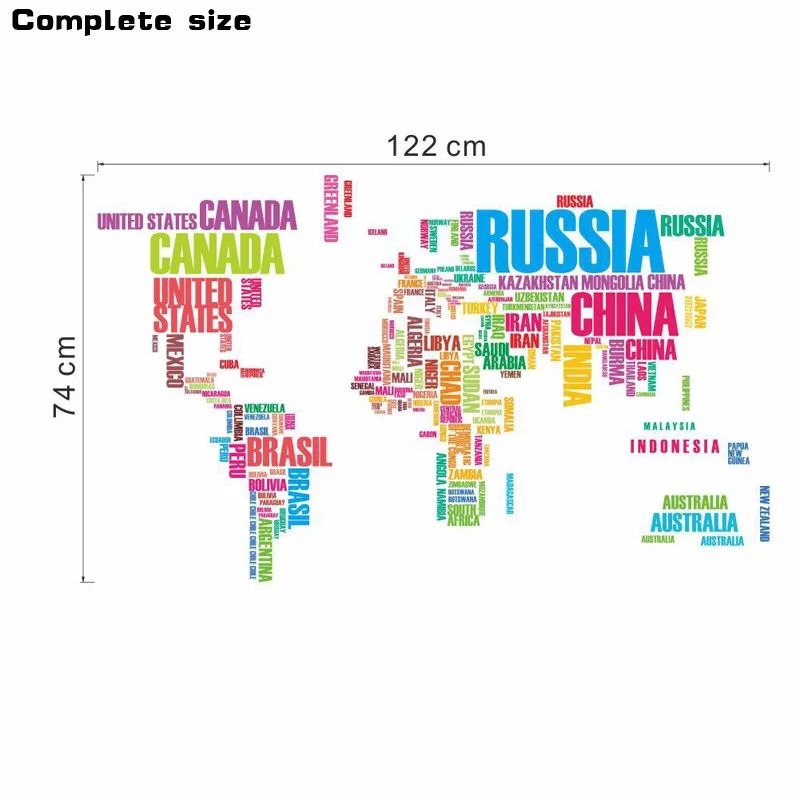 DIY цветные буквы, комбинированные карты мира, настенные наклейки, детская комната, домашний декор, офисные художественные наклейки, креативные виниловые 3D обои, Декор