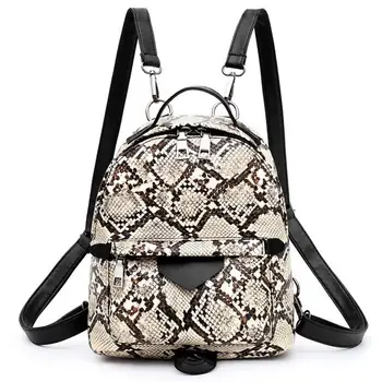 

Mini Rucksack Serpentine Leather Backpack Fashion Female Backpack Small Shoulders Bag Students School Backpack Travel Bag #20
