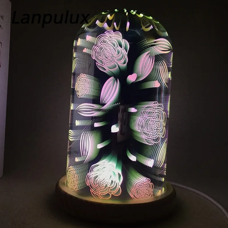 Lanpulux фейерверк стеклянный ночник Волшебная Красочная 3D Звезда Любовь