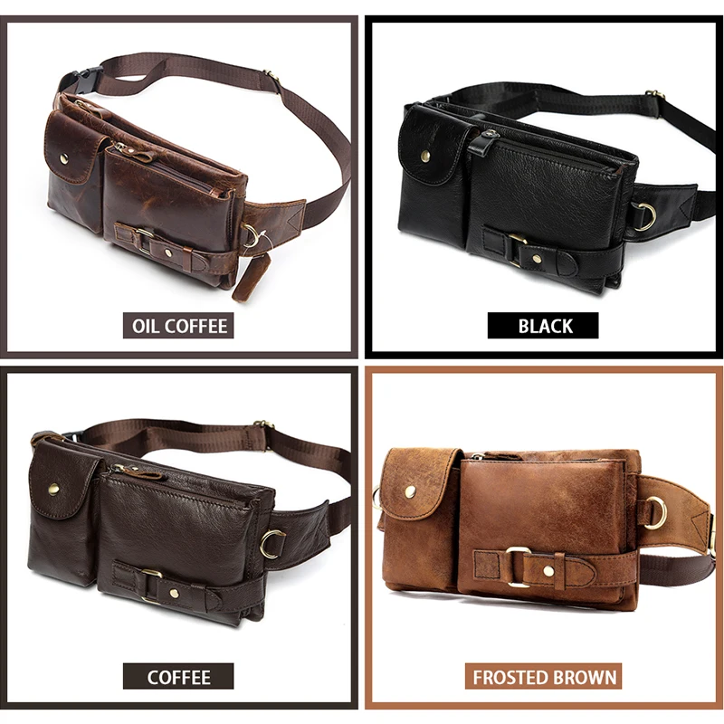 MVA Casual Men Waist Pack Genuine Leather Men`s Chest Bag Men Leather Messenger Bag Cow Leather Coin Purse Bags