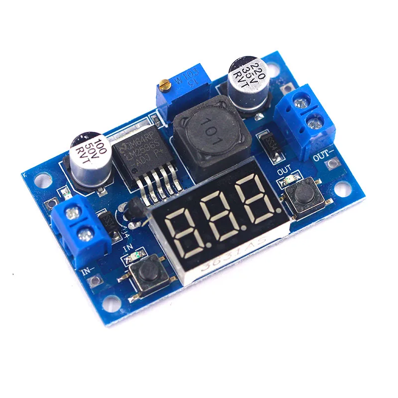 

LM2596 Buck Step Down Power Converter Module LED Digital Voltmeter Display Adjustable Board DC-DC 2A Short Circuit Protection