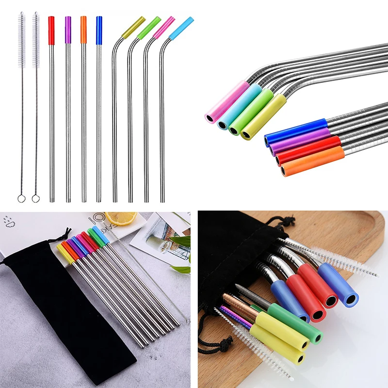 

Urijk Stainless Steel Straw With Clear Brush Reusable Drinking Straw Straw Teeth Shockproof Colorful Party Bar Accessories