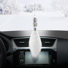 Новая мода кулон лиса С кристалалми и стразами для автомобильного зеркала заднего вида интерьера подвески, подвесные украшения автомобиля для Для женщин и девочек