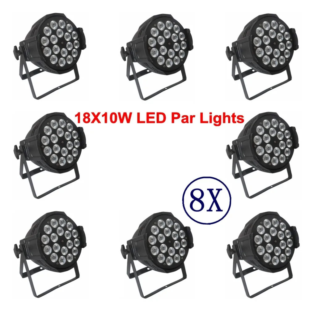 US $560.00 8pcslot Professional 18X10W RGB Flat PAR LED DMX Stage Lighting Effect DMX512 MasterSlave Led Flat for DJ Disco Party KTV BAR