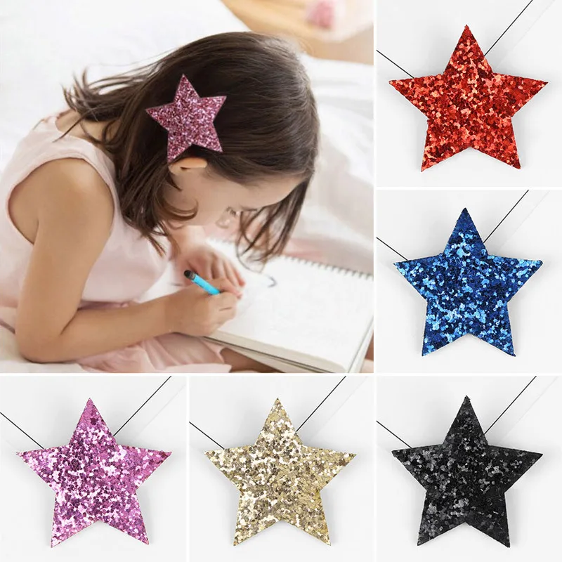 

Children's pentagonal star hairpin Baby girl hairpin Jewelry flash big five-pointed star hairpin hair styling tool