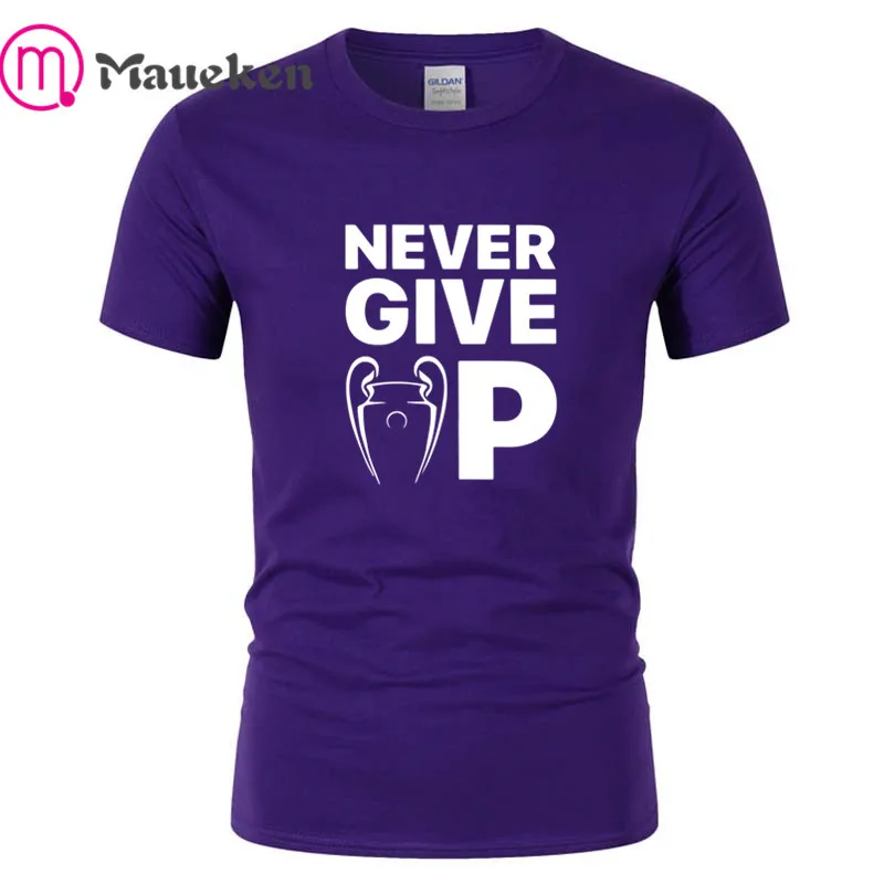 Мужская футболка с круглым вырезом и надписью never give up mo salah man 100% хлопок