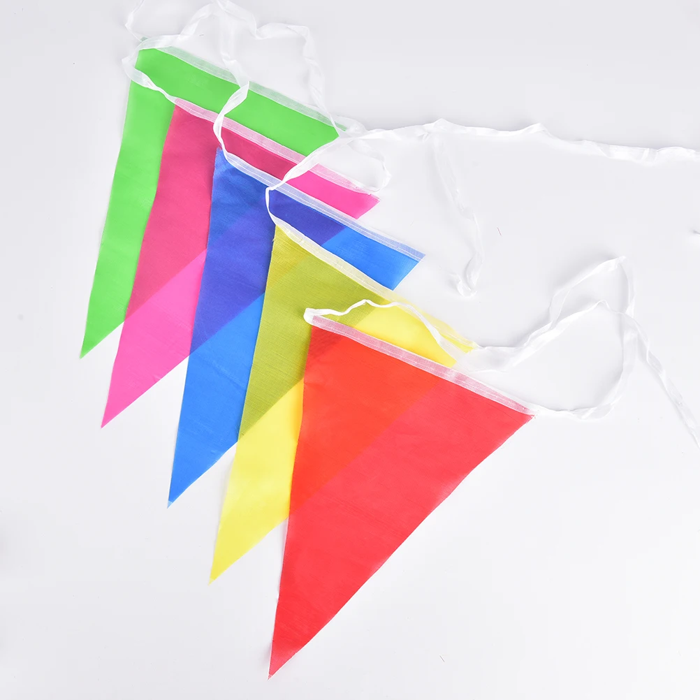 2Pcs(8M/PC) Colorful Bunting Warning Banner Birthday Graduation Party Hang Triangles String Flags Hot Sale