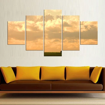 

5 Pieces Canvas Art Grass Sunset Field Sky Home Decor Wall Art Painting Canvas Prints for Living Room Painting Shipped 24 Hour