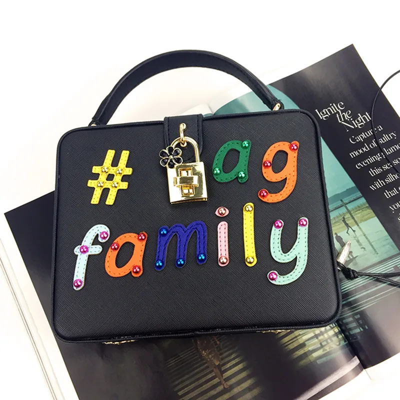 

Hot new female fashion letters color rivets box modeling women's casual bag shoulder bag Messenger bag handbag