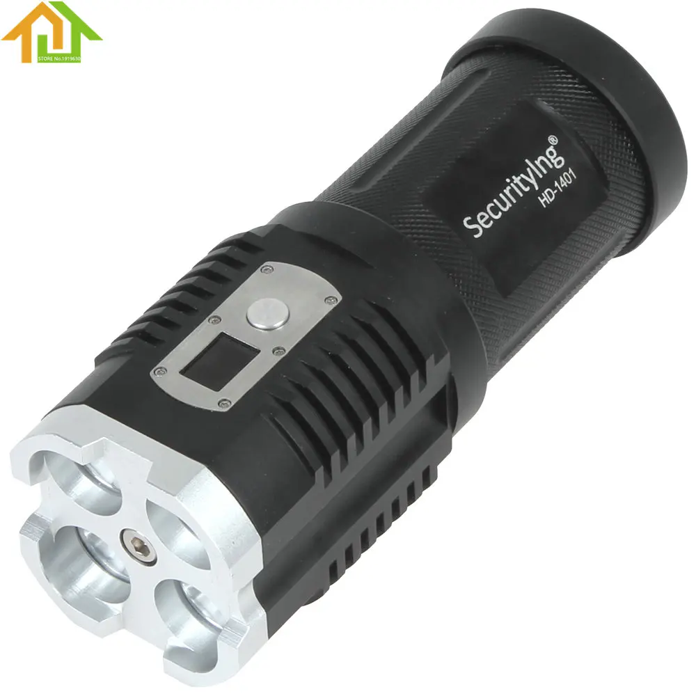 

6000 Lumens SecurityIng HD-1401 Waterproof  4 x XM-L2 U2-1A LED Power & Mode Digital Display Torch