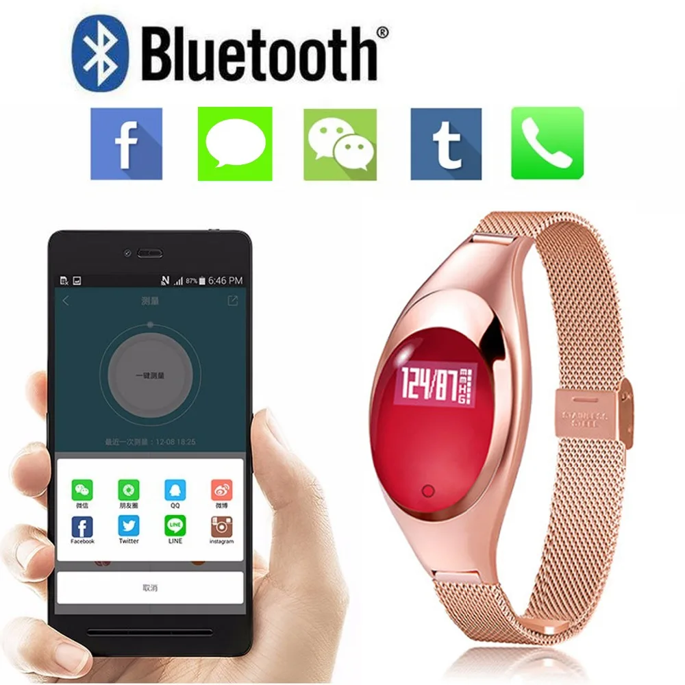 Bluetooth Smart Wrist Band 2 Z18 Watch Cicret Heart Rate Monitor Bracelet Blood Oxygen Pressure for