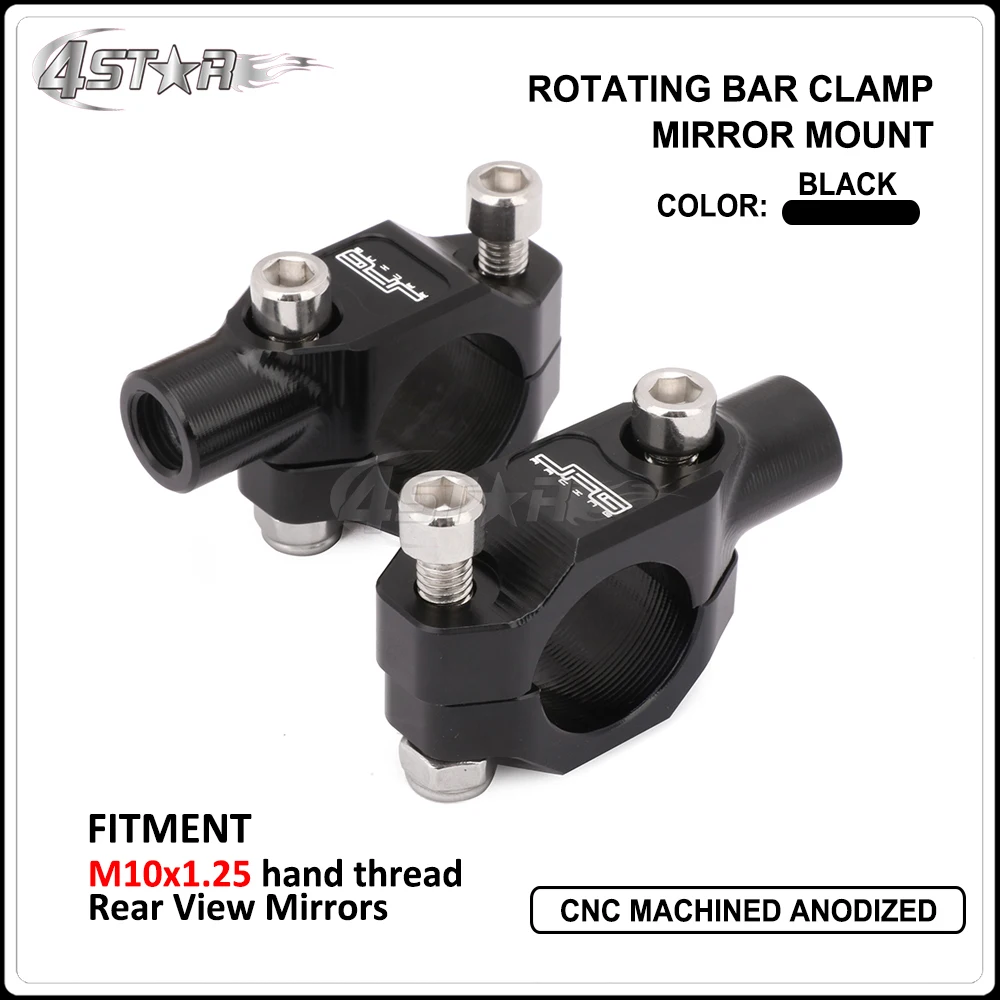 Мотоцикл Черный ЧПУ Алюминий руль M10x1.25 7/" рука нитки зеркало заднего вида монтажный блок база вращающийся бар зажим для KTM XC