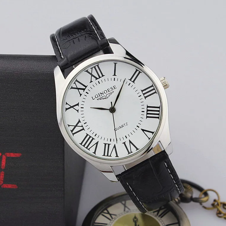 

Roman numerals dial LGINOESE belt Ms male couples watch of wrist of the table To report