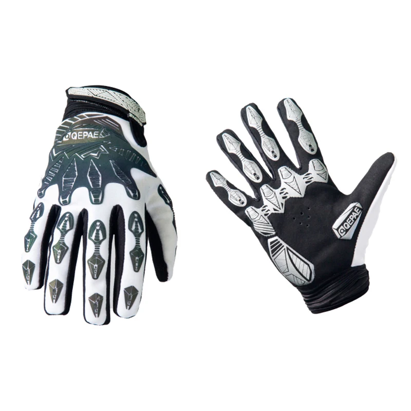 Qepae Светоотражающие перчатки для велоспорта, перчатки на полный палец, мужские противоударные спортивные перчатки на открытом воздухе, черные противоскользящие Регулируемые дышащие перчатки