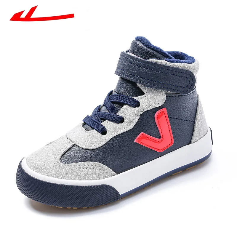 

HUILI winter original kids shoes for boys & girls leather material plush lining warm comfortable light ugged children's sneaker